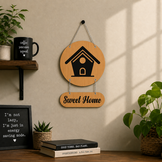 Sweet Home Birdhouse Wooden Wall Hanging