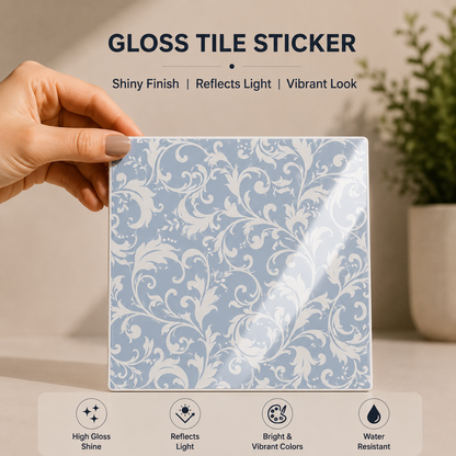 Vintage Blue Damask Tile Sticker