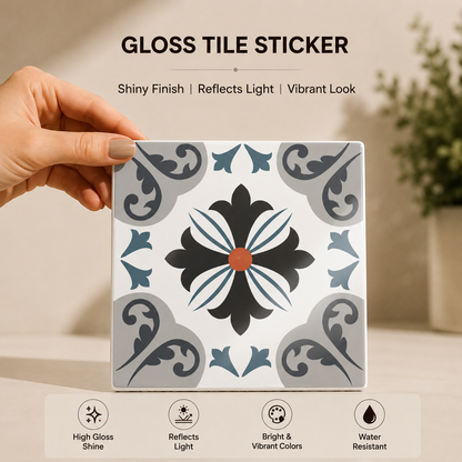 Ornamental Floral Medallion Tile Sticker