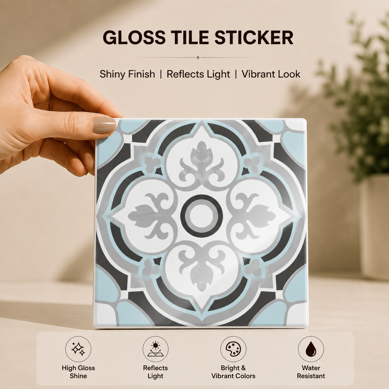 Elegant Botanical Medallion Tile Sticker