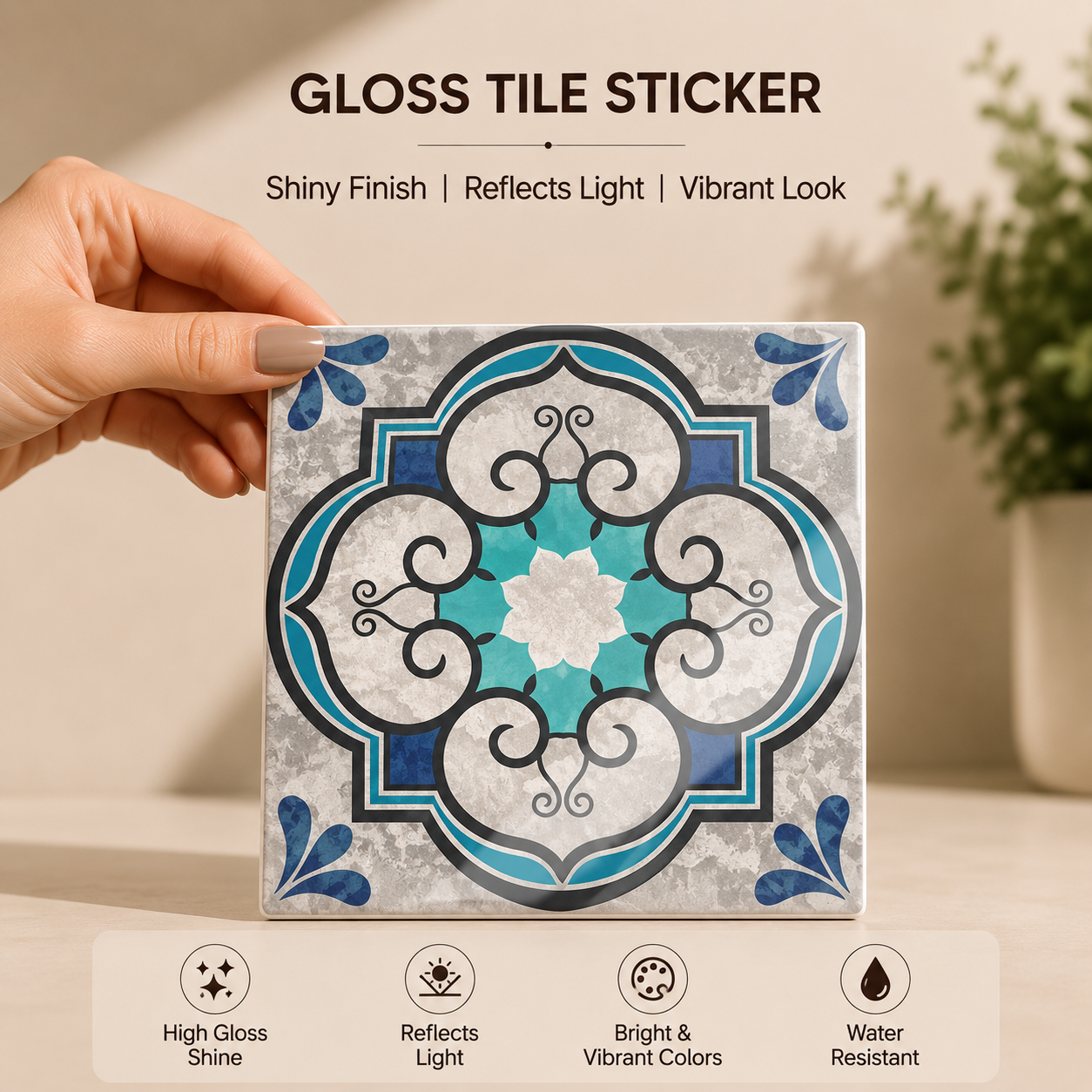 Blue Heritage Medallion Tile Sticker