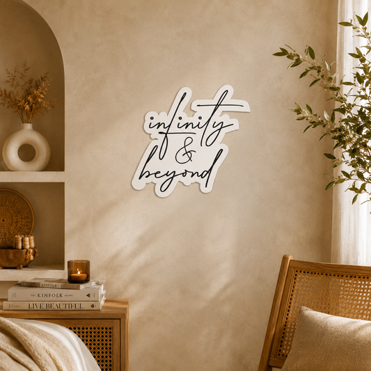 Infinity and Beyond Minimalist Typography Wooden Wall Art