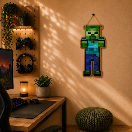 Retro Pixel Zombie Gaming Wall Hanging