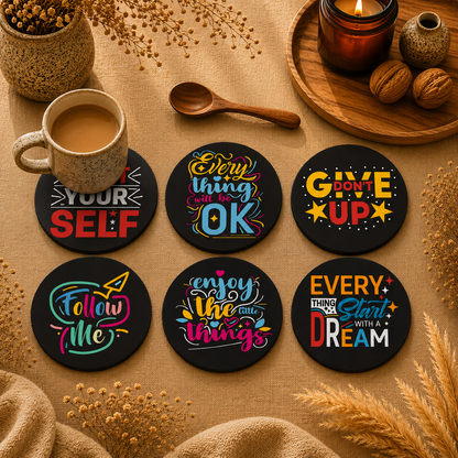 Sacred Geometry Round Wooden Coasters Set of 6