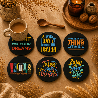 Positive Mindset Wooden Coasters Set of 6