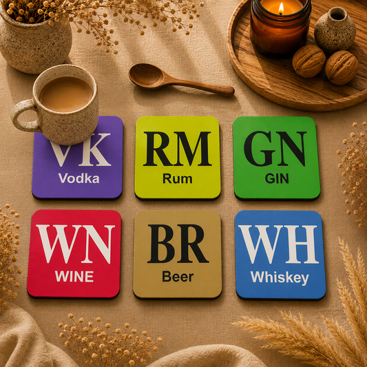 Liquor Lover Wooden Coasters Set of 6