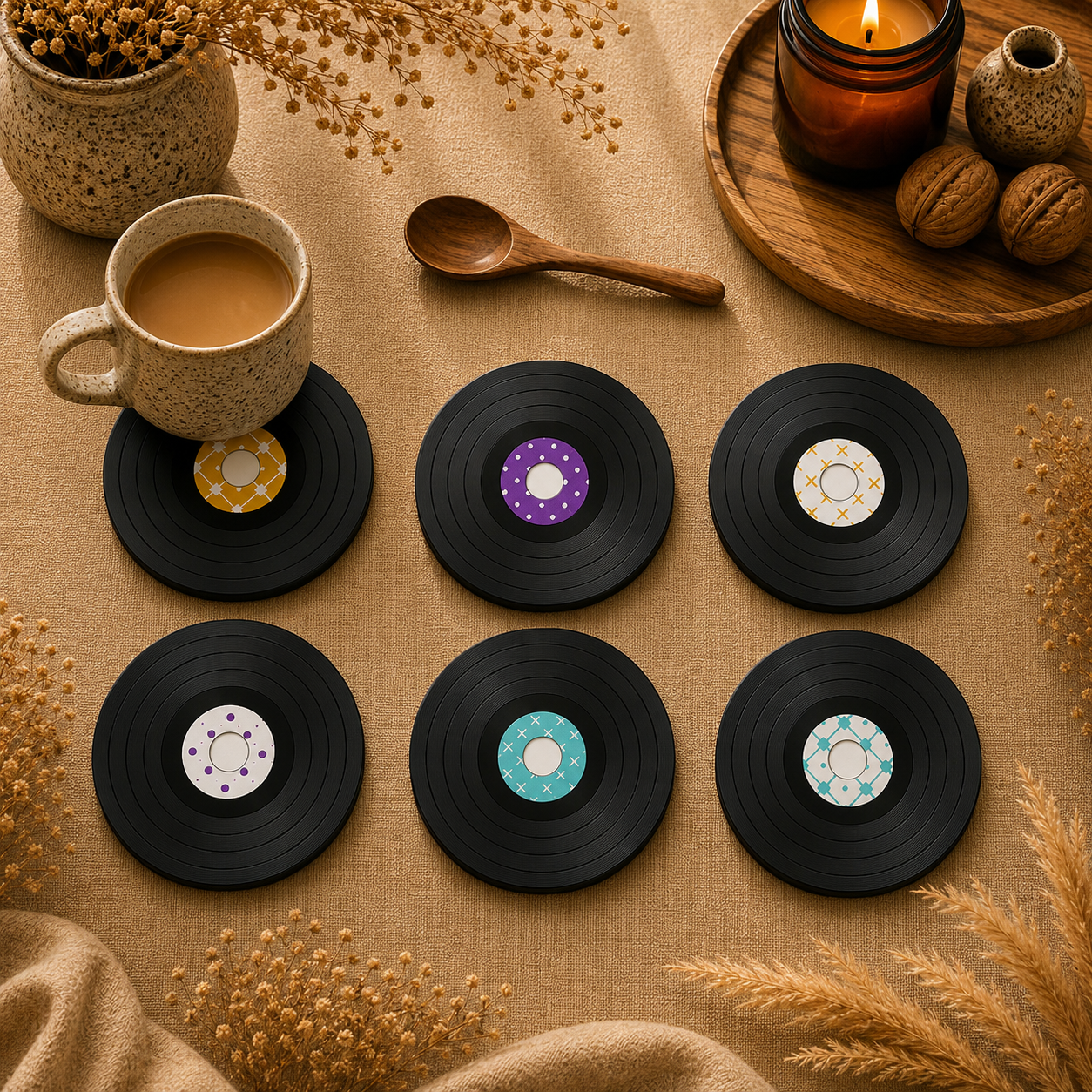 Music Theme Wooden Coasters Set of 6