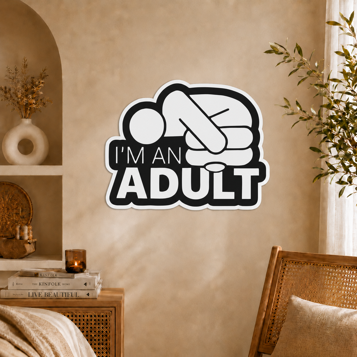 I'm an Adult Funny Quote Wooden Wall Art