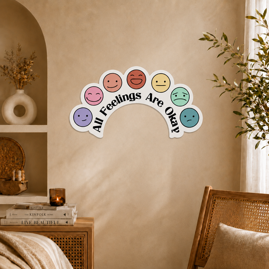All Feelings Are Okay Mental Health Wooden Wall Art