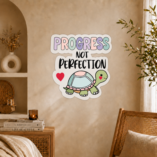 Progress Not Perfection Inspirational Wooden Wall Art