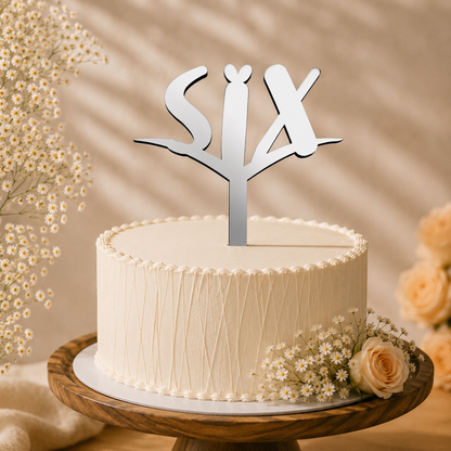 Six Script Decorative Cake Topper