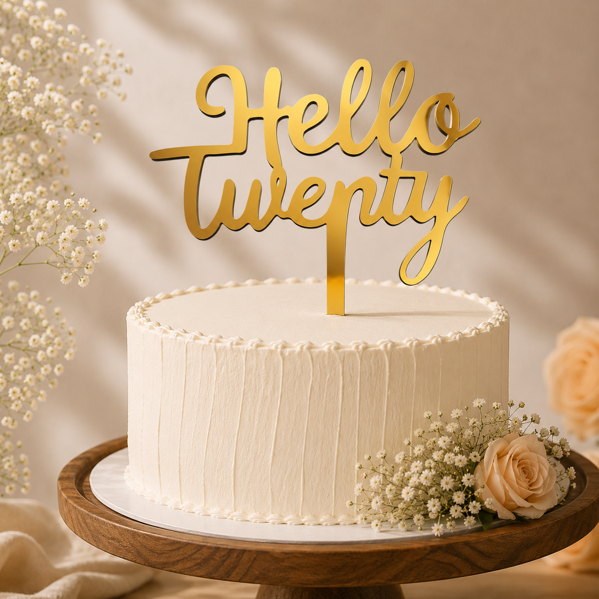 Hello Twenty Script Decorative Cake Topper