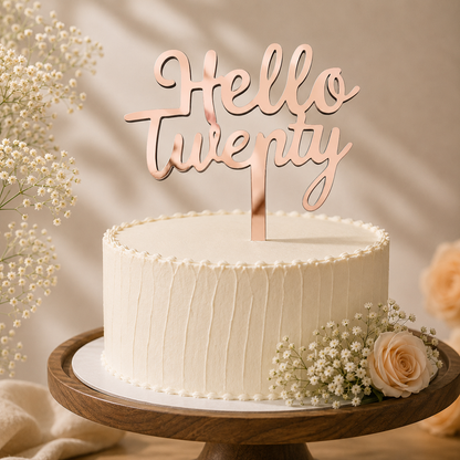 Hello Twenty Script Decorative Cake Topper