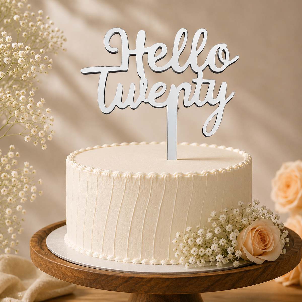 Hello Twenty Script Decorative Cake Topper