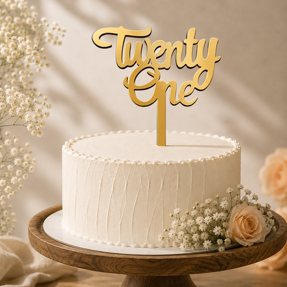 Twenty One Script Decorative Cake Topper