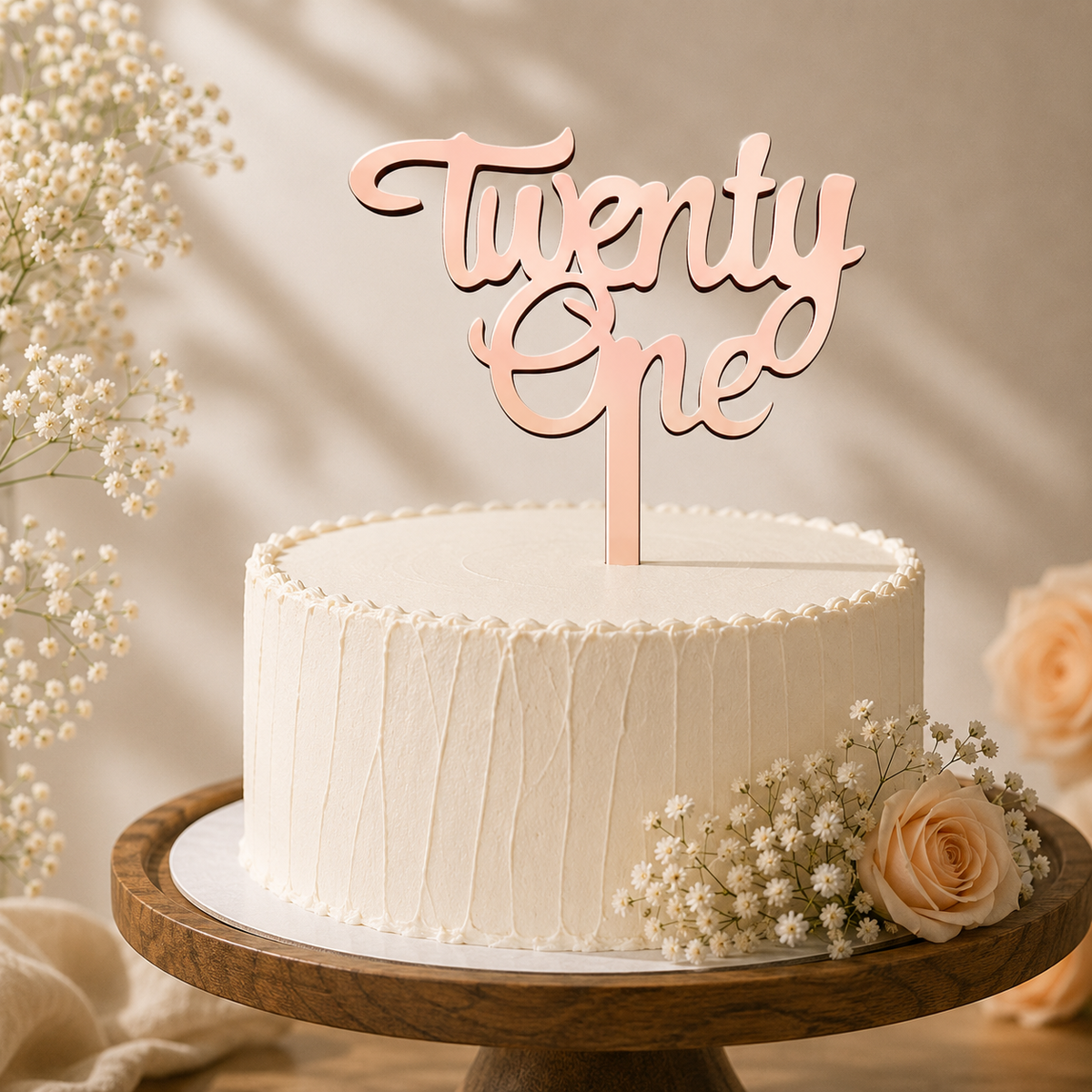 Twenty One Script Decorative Cake Topper