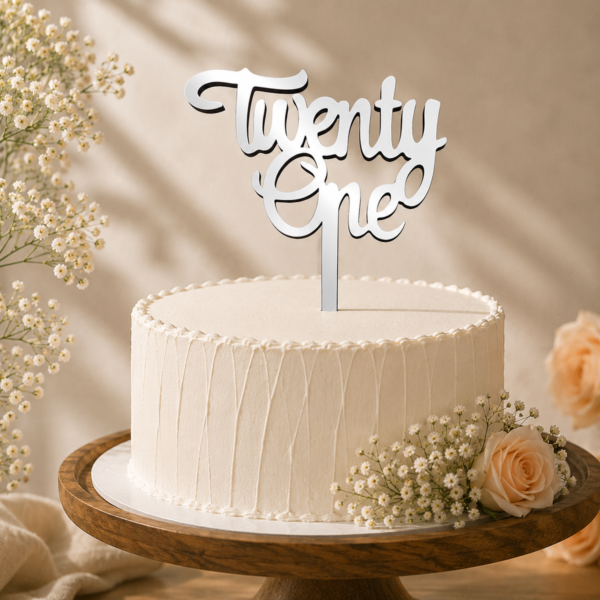 Twenty One Script Decorative Cake Topper