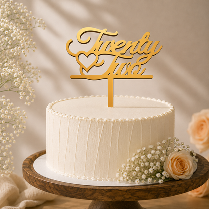 Twenty Two Heart Script Decorative Cake Topper