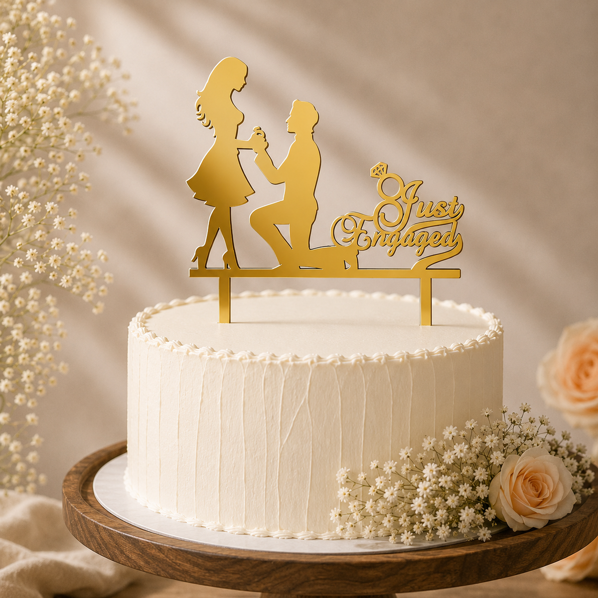 Just Engaged Couple Decorative Cake Topper