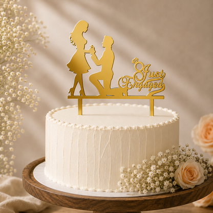 Just Engaged Couple Decorative Cake Topper