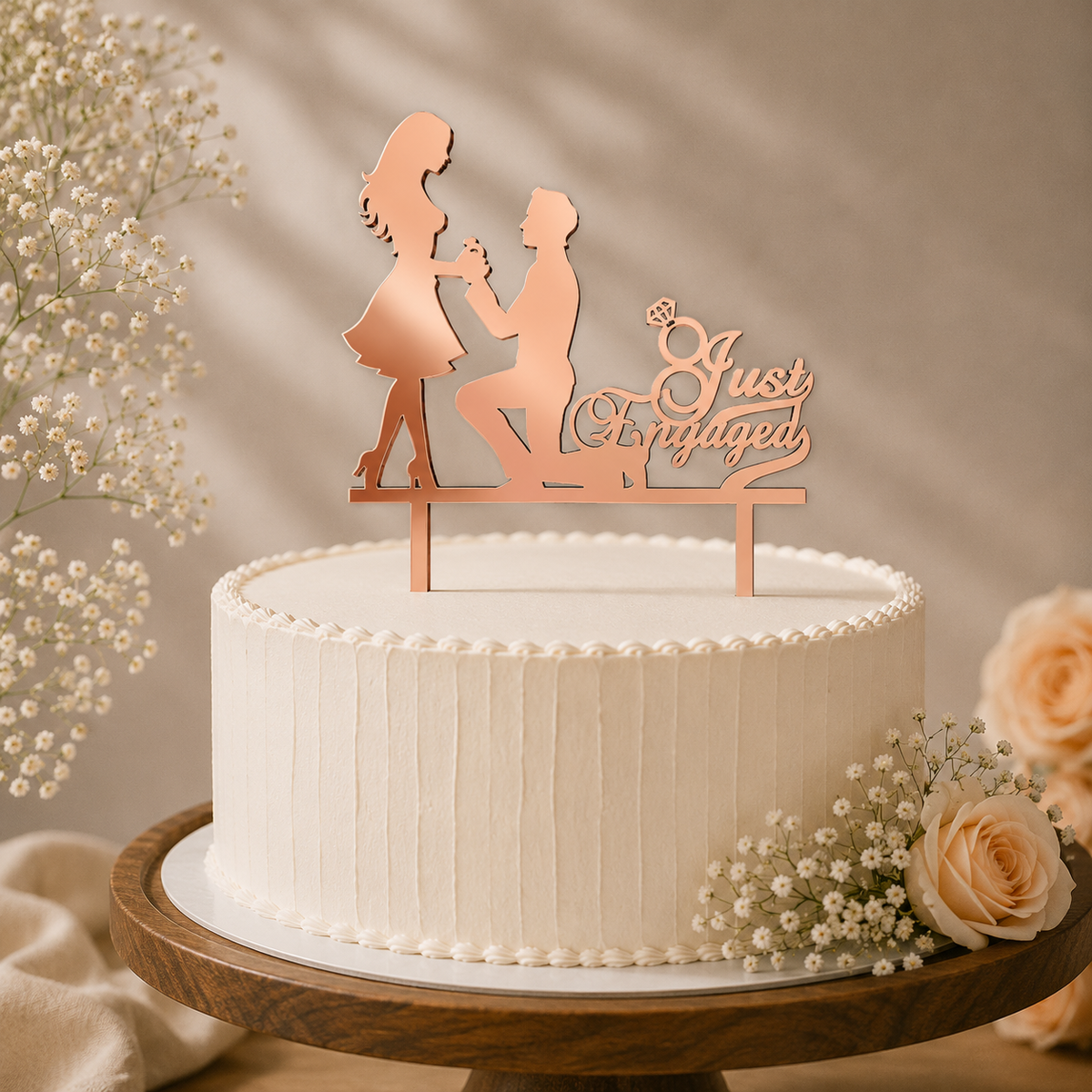 Just Engaged Couple Decorative Cake Topper