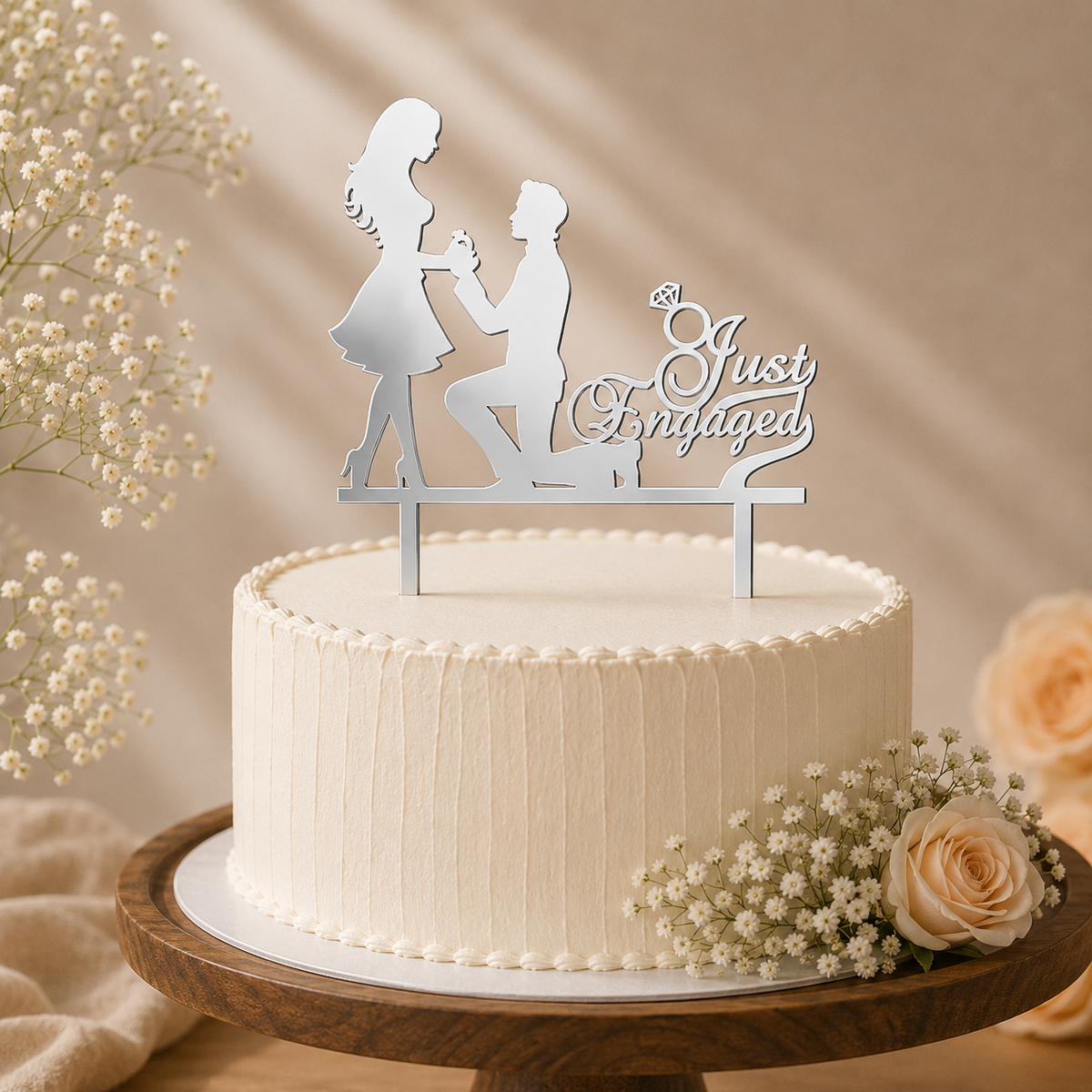 Just Engaged Couple Decorative Cake Topper