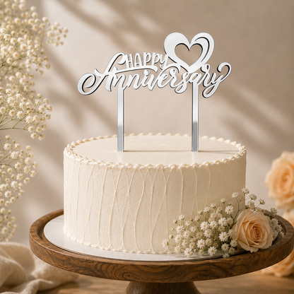 Happy Anniversary Heart Decorative Cake Topper