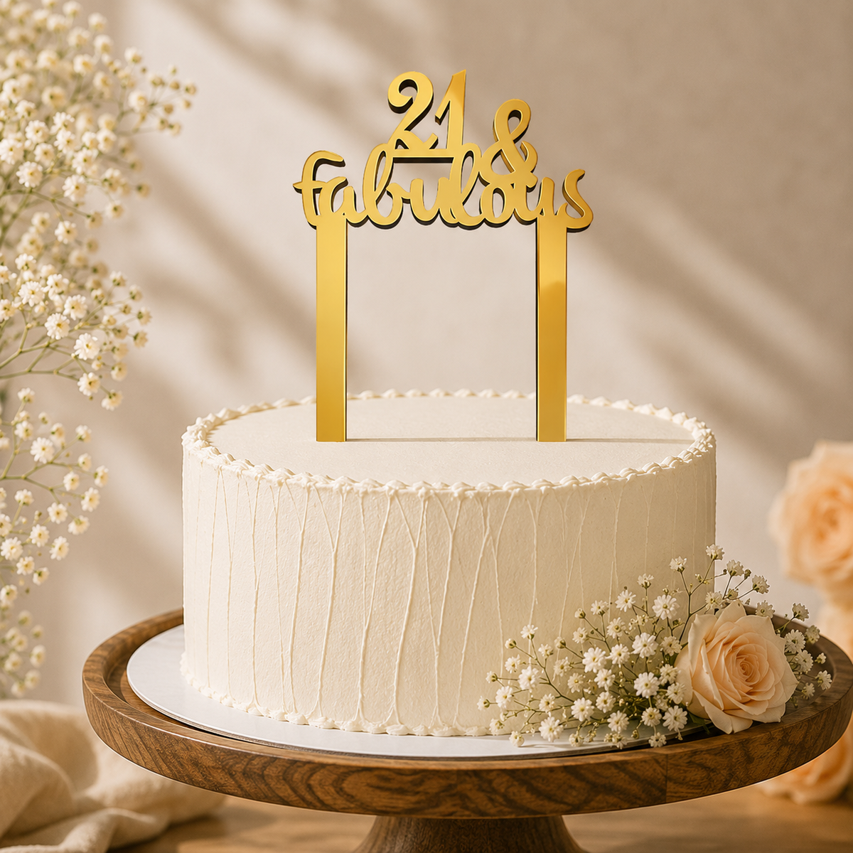 Elegant Number 21 Decorative Cake Topper