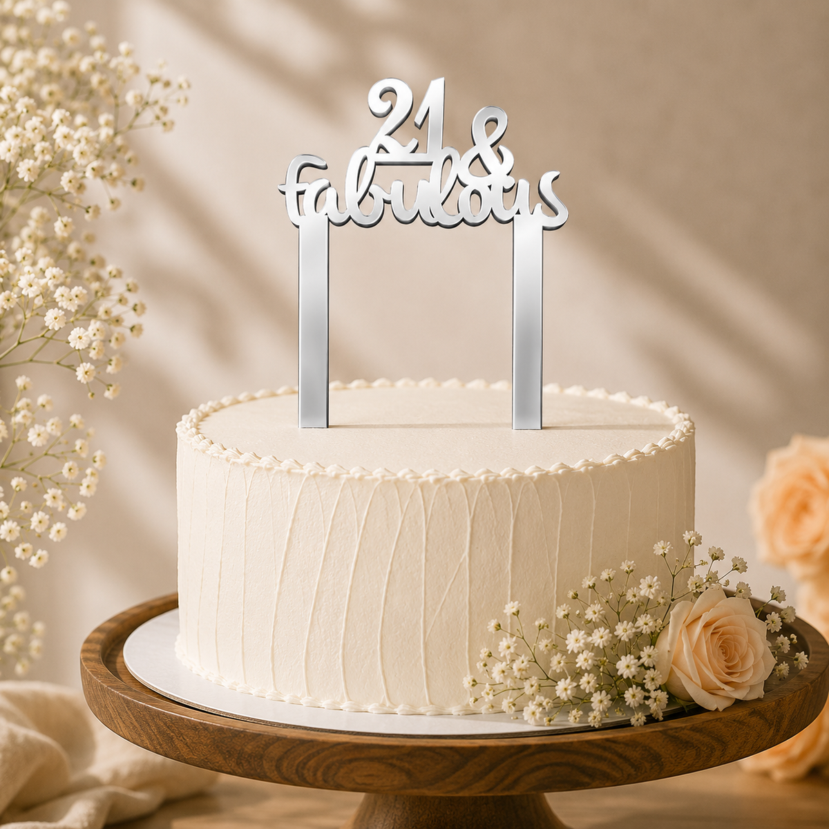 Elegant Number 21 Decorative Cake Topper