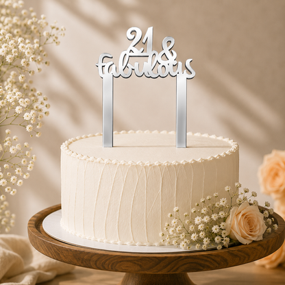 Elegant Number 21 Decorative Cake Topper