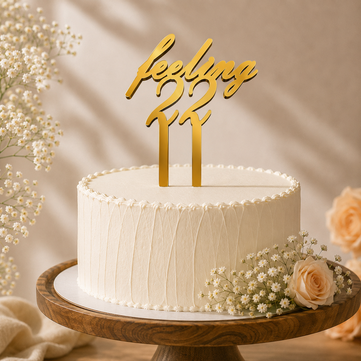 Elegant Number 22 Decorative Cake Topper