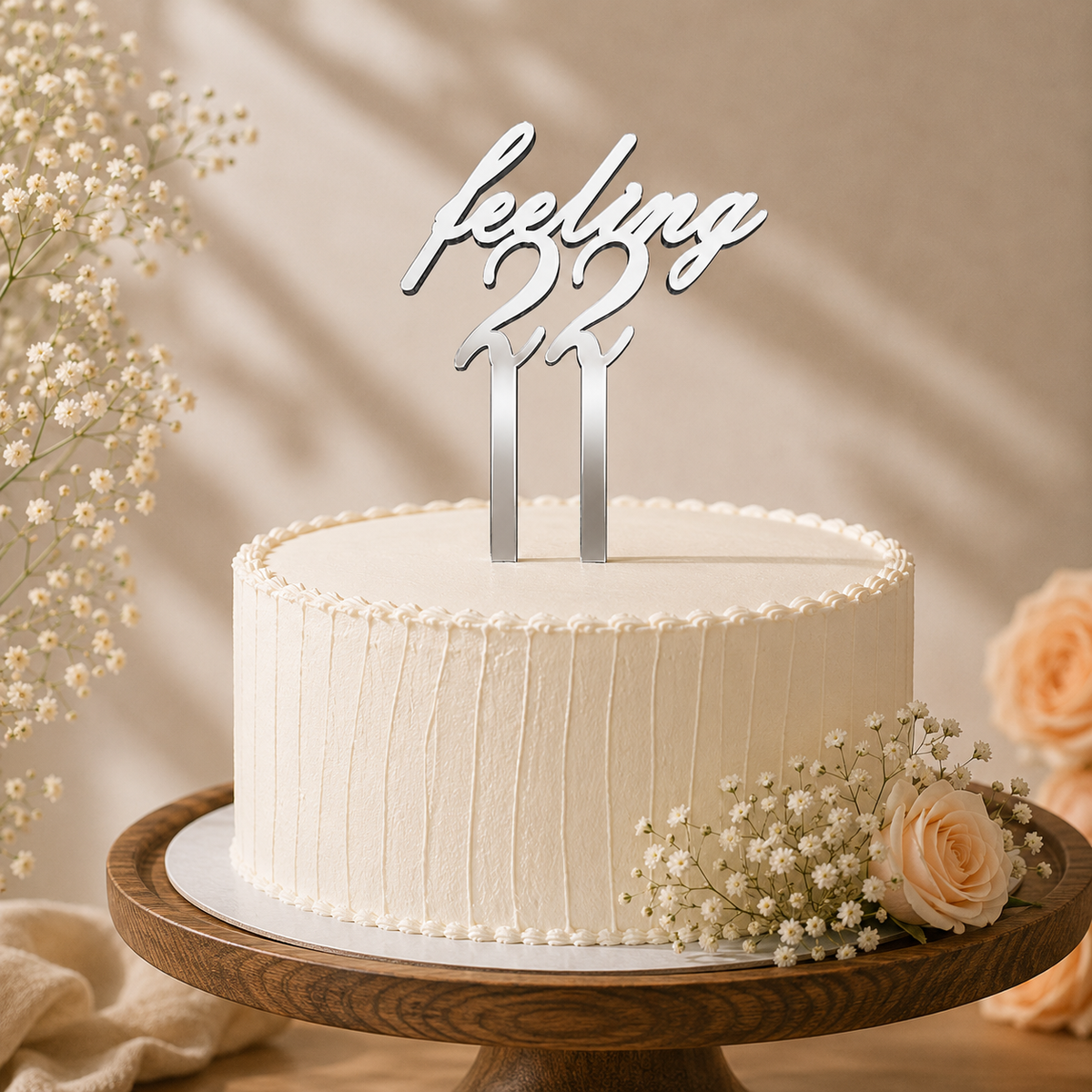 Elegant Number 22 Decorative Cake Topper