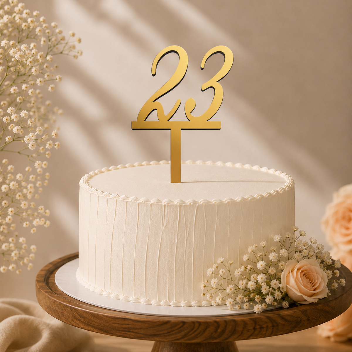 Elegant Number 23 Decorative Cake Topper