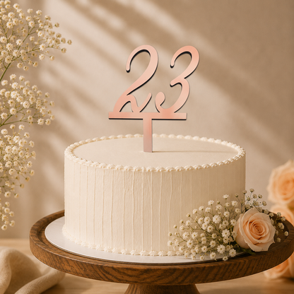 Elegant Number 23 Decorative Cake Topper