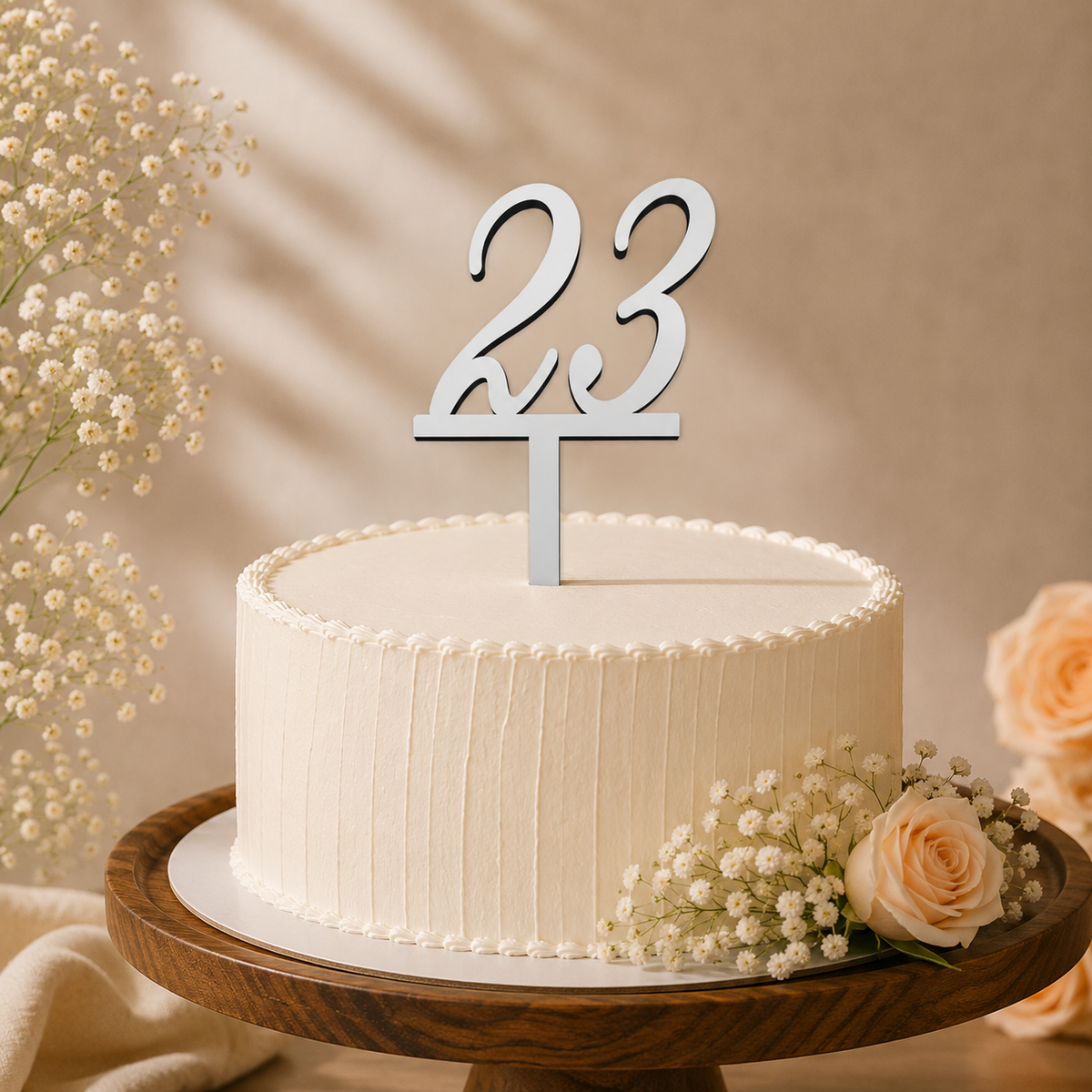 Elegant Number 23 Decorative Cake Topper