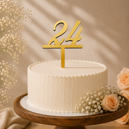 Elegant Number 24 Decorative Cake Topper