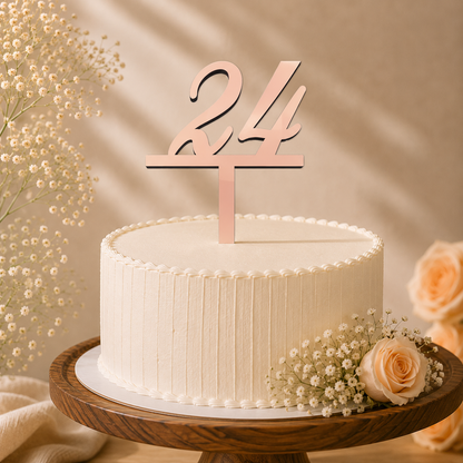 Elegant Number 24 Decorative Cake Topper