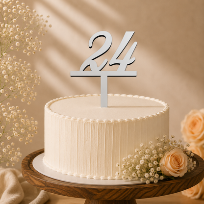 Elegant Number 24 Decorative Cake Topper