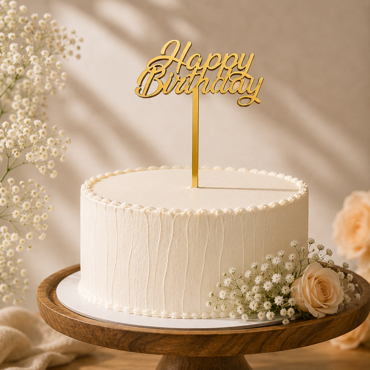 Happy Birthday Script Decorative Cake Topper