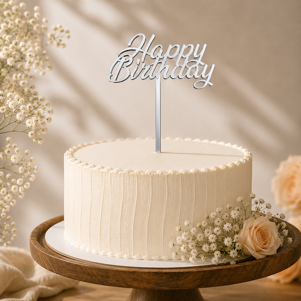 Happy Birthday Script Decorative Cake Topper
