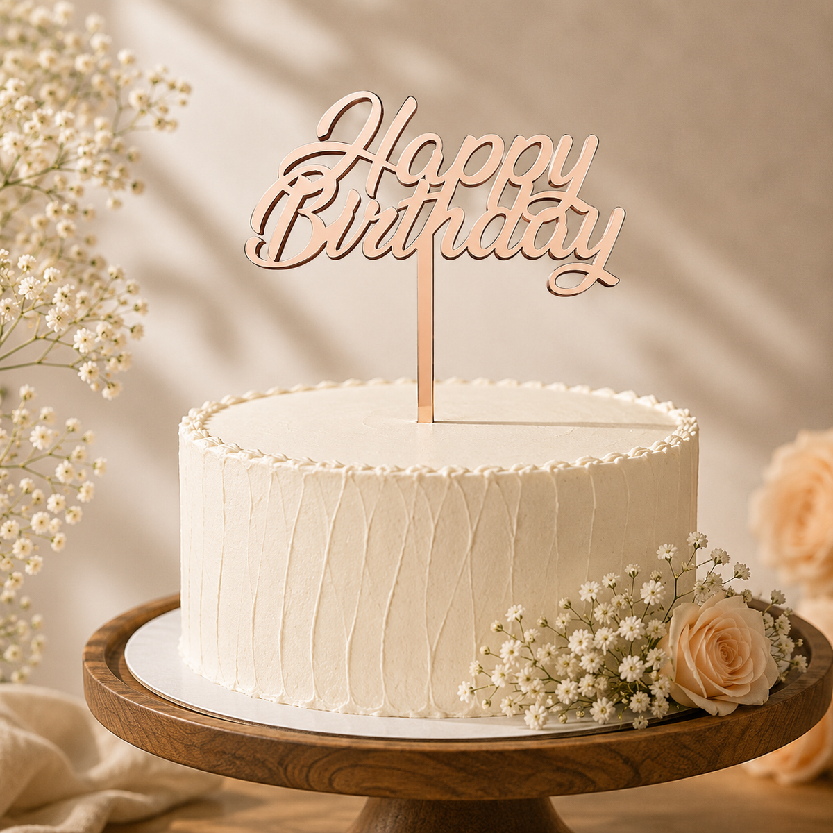 Happy Birthday Script Decorative Cake Topper
