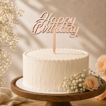 Happy Birthday Script Decorative Cake Topper