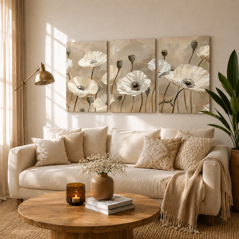 Timeless White Floral Symphony Wall Art