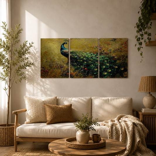 Elegant Peacock Wooden Wall Hanging