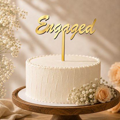 Engaged Script Decorative Cake Topper