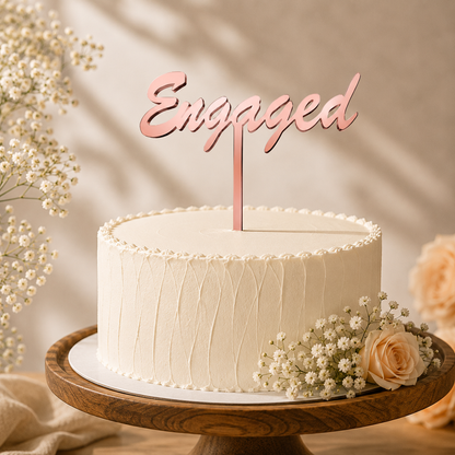 Engaged Script Decorative Cake Topper