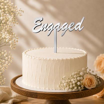 Engaged Script Decorative Cake Topper