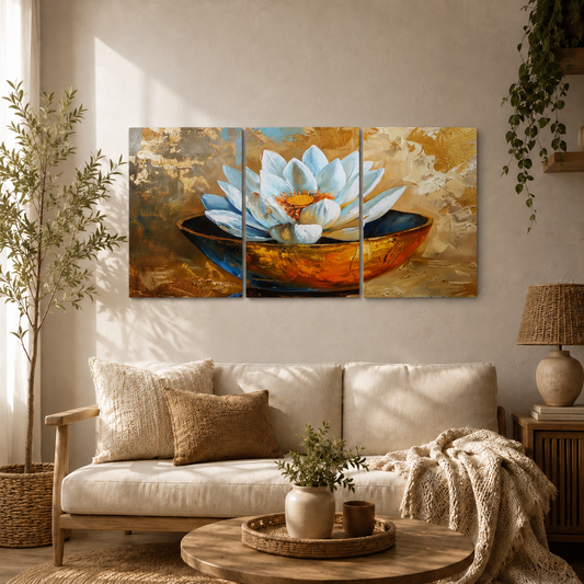 Elegant Lotus Flower Wooden Wall Decor