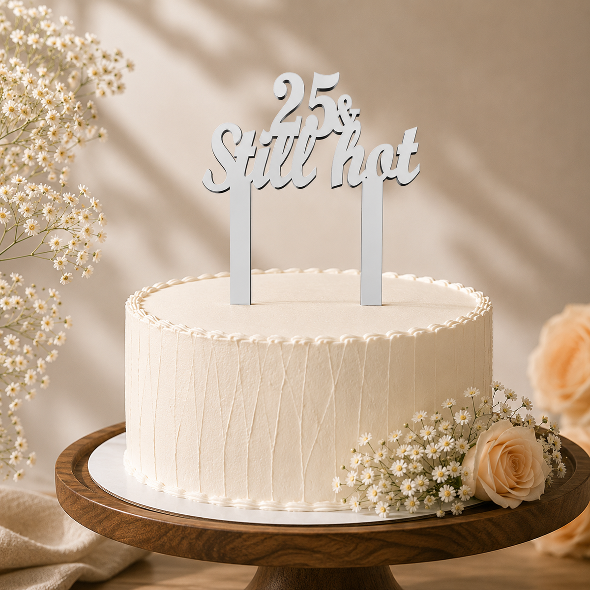 Elegant Number 25 Decorative Cake Topper