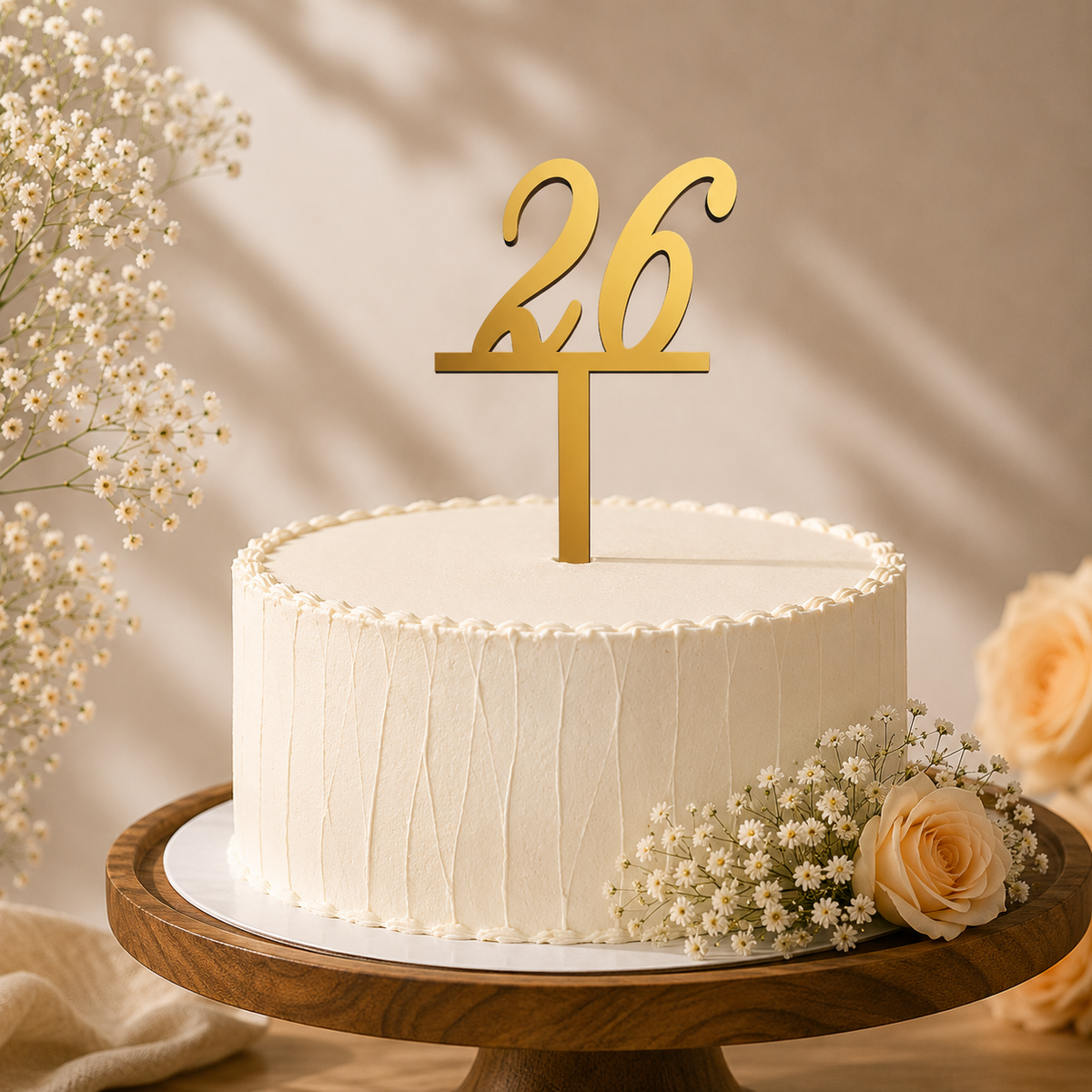 Elegant Number 26 Decorative Cake Topper